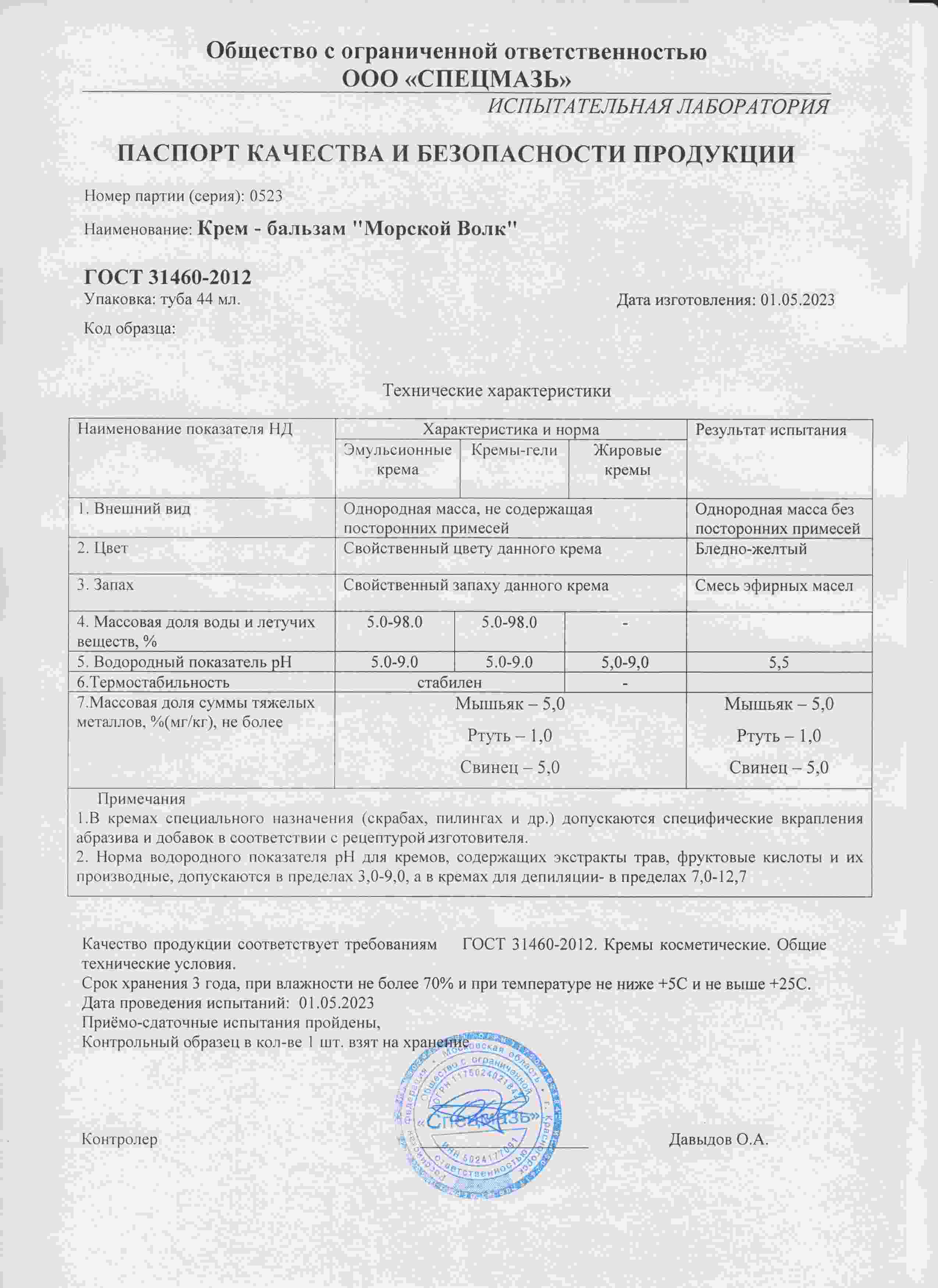 Паспорт №052023
